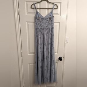 Adrianna Pappell Blue Embellished Blouson Gown